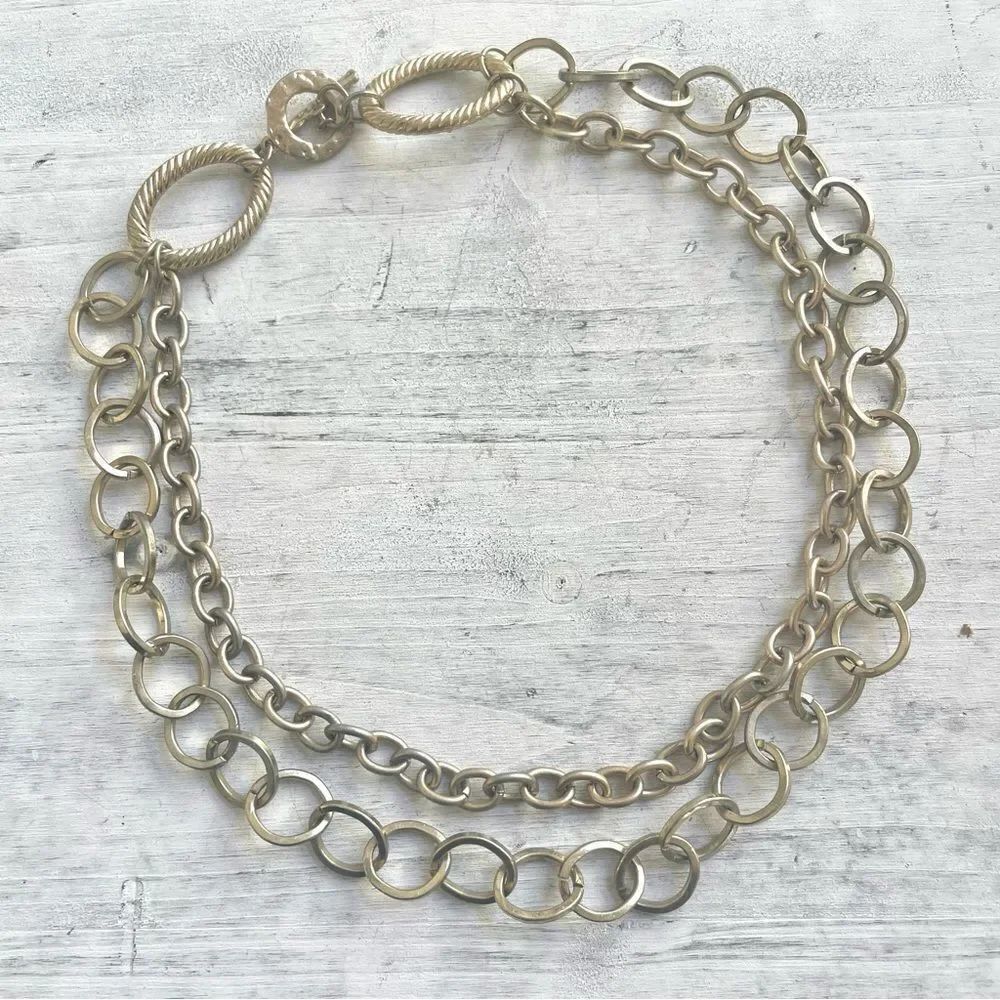 Premier Designs double chain brushed gold necklace